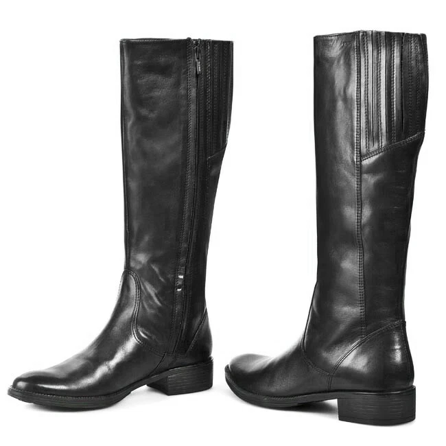 pestaña Paternal partido Democrático Geox Mendi Stivali Womens Riding Boots 40 Black Leather Office Dress Tall  Zipper | eBay