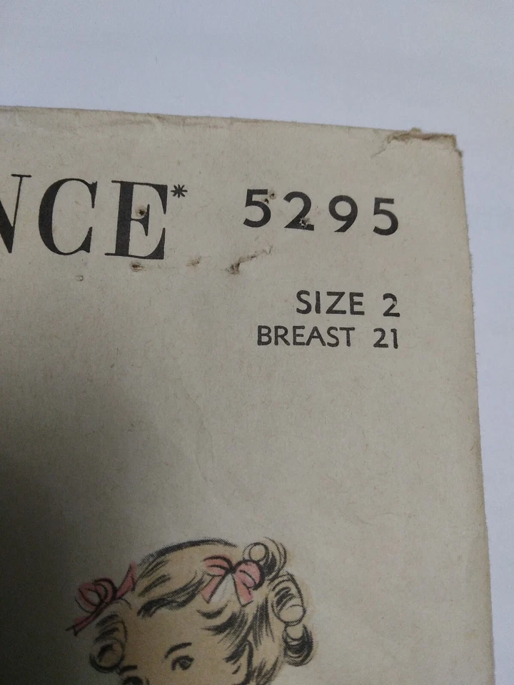 Long Housecoat Dress Girls 2 2T Advance 5295 Sewing Pattern VTG 40s Cut Button - Image 3 of 4