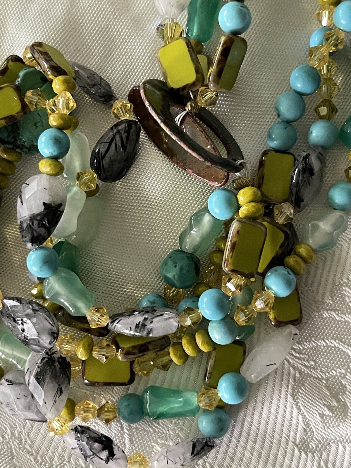 Unique 3 Strand Multi Stone Quartz Turquoise Crys… - image 5