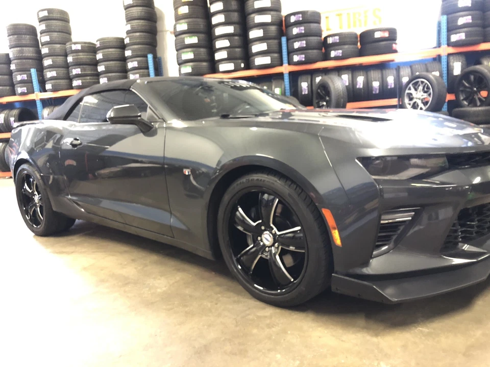 18X8 CRAGAR BLACK MACHIN Modern Muscle BLACK RIMS TIRES 5X120MM FIT CTS - Image 3 of 4