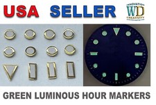 Watch Dial Hour Markers GREEN Luminous Parts Bars Rolex Silver GMT dial Sub new