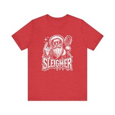 Camiseta Sleigher Santa Claus Rocker, Navidad Santa Divertida Vacaciones Música Rock
