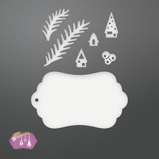 Couture Creations Metal Cutting Die CHRISTMAS SCENE TAG SET