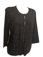 Chico's Front Lace Cutout Jacket Cardigan Black Size 2 12 Classic
