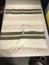 70” + 3" Inch Fringe Striped, Beige, Pink & Green With Arm Holes “Lendl Estate”