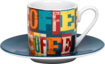 Könitz Porzellan Espresso Tasse & Untertasse Coffee Squares 85ml
