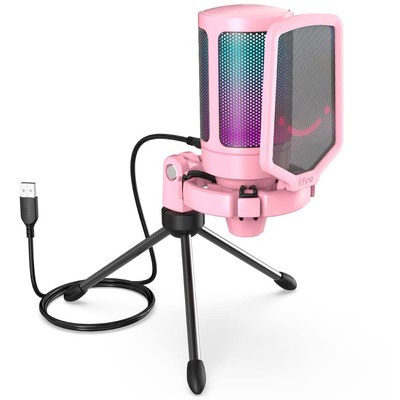 FIFINE USB Condenser Microphone RGB Lighting Cardioid Directionality Plug ...