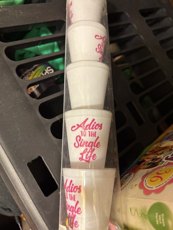 5 Plastic Bachelorette party Shot Glasses 'Adios To The single life' 