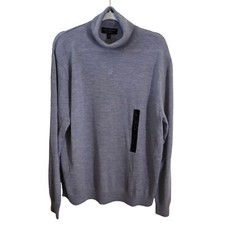 Banana Republic NWT Gray Merino Wool Lightweight Turtleneck Sweater Size XL