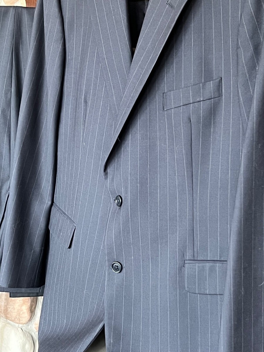 Brooks Brothers 346 Men's Stretch Navy Blue & Grey Pin Stripe 2