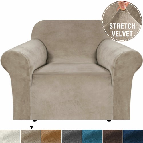 Velvet 1234 Sofa Cover PlushStretch Couch Lounge ReNew OldFurniture ManyColour - Picture 21 of 55