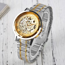 Mens Manual Winding Wrist Watch Classic Skeleton Mechanical See Through Dial