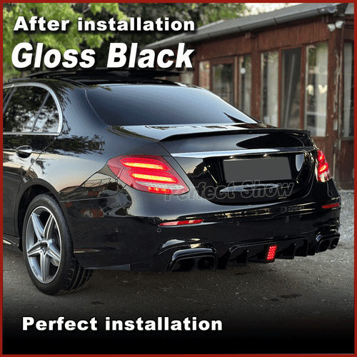 Rear Diffuser Lip W/Exhaust Tips Fit For Benz W213 E300 E400 E450 Sport 2016-20 - Picture 4 of 14