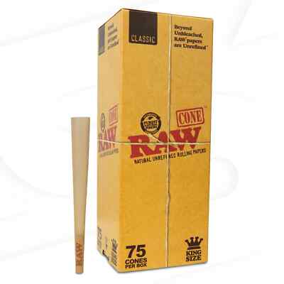 RAW Classic King Size | 75 Pack | Natural Pre Rolled Rolling Paper