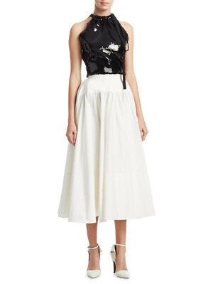CALVIN KLEIN 205W39NYC Raf Simons Sequin Embellished White Cotton Dress 42 6