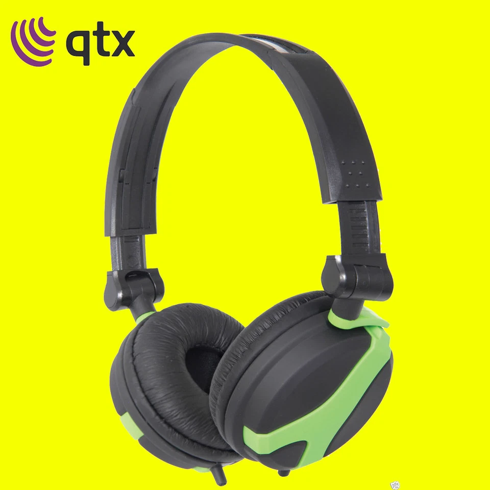 QTX SOUND QTX QX40 grüne Stereo OFC Leder gepolsterte faltbare Kopfhörer 1,5 m 100,635 UK