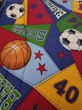 Fabric. 100 Cotton fabric. 2 yards uncut. Sports. Football, Baseball, Soccer
