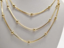 14K GOLD FILLED BOX BALL CHAIN LADIES NECKLACE
