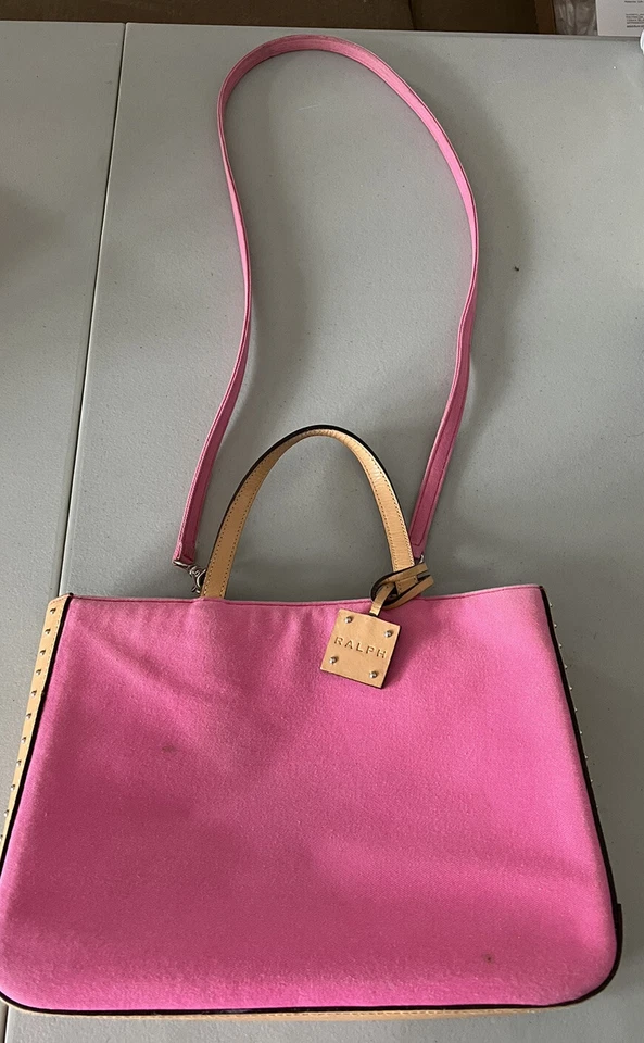 Ralph Lauren Cartera Bolso Bandolera Hombro Impactante Rosa + Tostado 8X 11 Foto 3 de 4