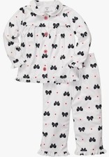 Girls Holiday Christmas Flannel Pajamas Button Bows 2 pc Flame Resistant 5