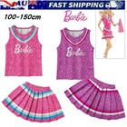 Girls Barbie Costume Cheerleader Fancy Dress Cosplay Vest Skirt Outfit Clothes