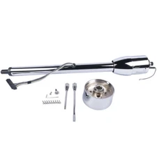 32" Steering Column Tilt Street Rod Floor Shift with Wheel Adapter No Key Chrom