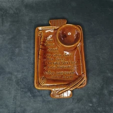 Vtg California Pottery Blue Cheese Spread Recipe Chip and Dip Bowl Brown Glaze