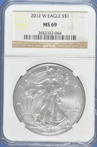 2012 W Burnished $1 Silver Eagle NGC MS 69 (Brown Label)