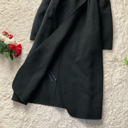 MAISON DE LILIANA Wool wrap long coat, mink fur, black so - Picture 4 of 10