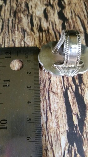 Size 8.5 Navajo Signed Natural Kingman Turquoise Sterling Silver Albert Charley - Picture 11 of 12