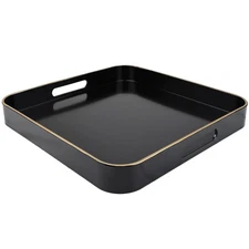 Black Square Decorative Tray with Handles 13"*13" Versatile Serving Tray for ...