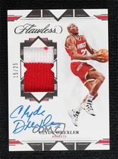2021 Panini Flawless Signature Prime Materials 15/25 Clyde Drexler Auto HOF 3d3