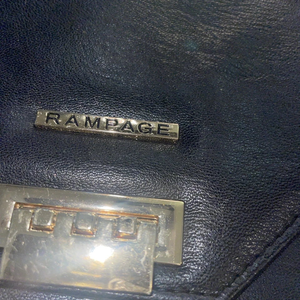 Rampage Black W/gold Tone Clasp Crossbody Bag With Chain/strap Detail - Image 2 of 4