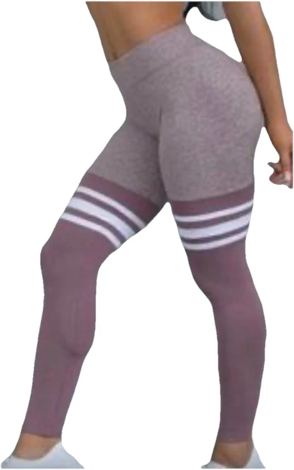 Pre-owned BOMBSHELL Mesh Thigh High Leggings Heathered Mauve White-Size XS VGUC! - Image 2 of 4