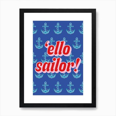 Ello Matrose Anker Muster Kunstdruck gerahmtes Wandbild Poster Leinwanddruck Bild
