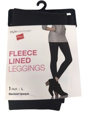 New Women's Hanes Style Essentials Fleece Lined Opaque Blackout Leggings Size L