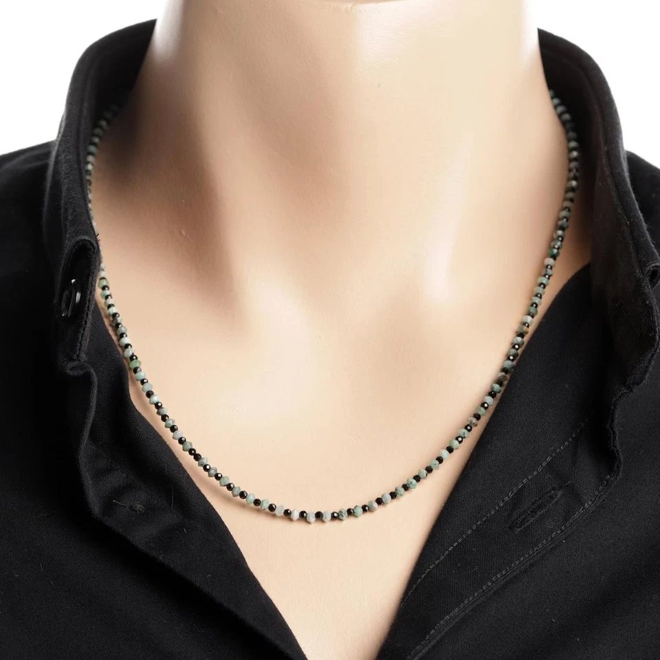 Collana gioielli in argento sterling 925 con pietra preziosa spinello nero... - Immagine 3 di 4
