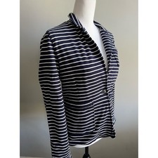 Gap Blue Striped Blazer Knit Jacket w White Stripes Sz Small NEW Lined