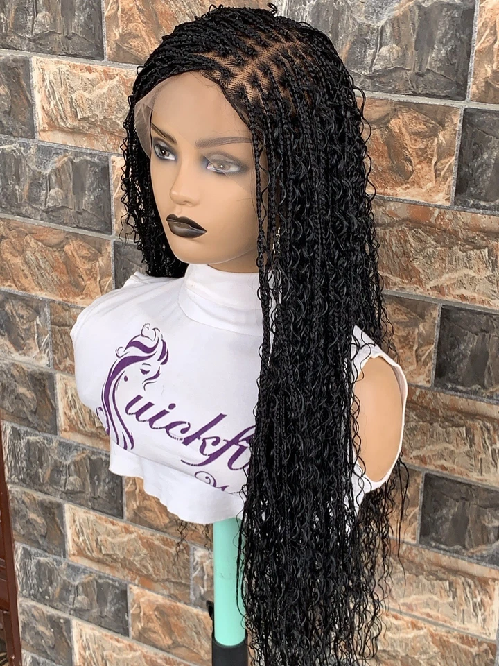 Tangle Free Boho Knotless Braided Wig Box braids Full lace braids wig Senegalese - Image 3 of 4