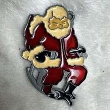 Vintage Stained Glass Metal Leaded Santa Claus Napping Ornament Sun Catcher 4