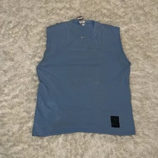 VTG Vintage Y2K Silver Tag Nike Sleeveless Cutoff Center Swoosh Tee Size M Blue