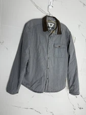 VISSLA Men Quilted Jacket Snap Front Corduroy Collar Elbow Pads M Sustainable