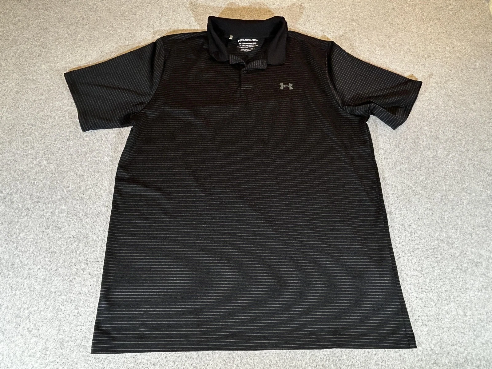 Under Armour Polo Shirt Mens 2XLT Black Stripe The Performance Golf XXL Tall UA