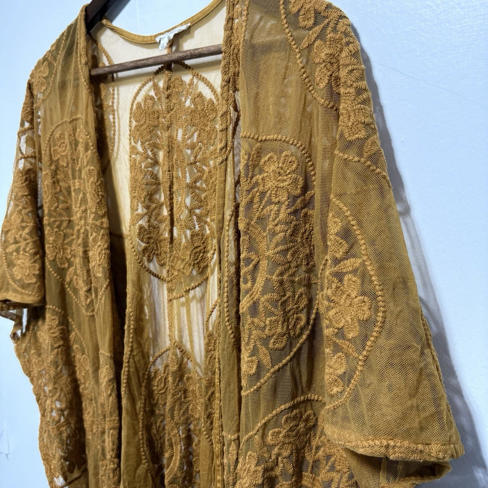 Cárdigan Maurices Kimono Mujer Talla Única Dorado Oscuro Bordado Capricho Foto 4 de 4