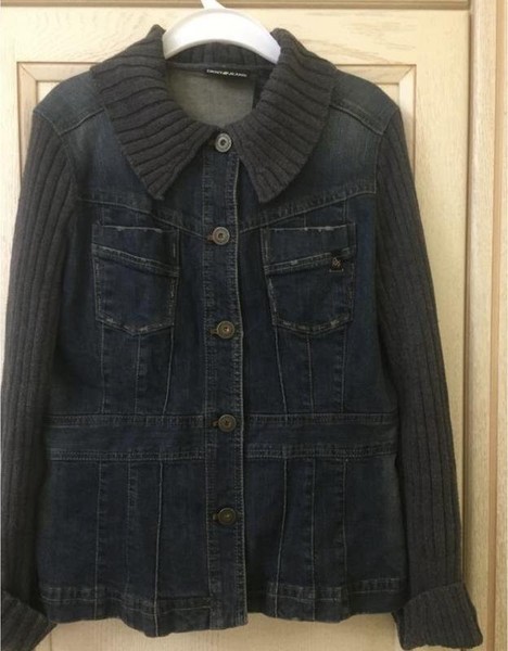 Women DKNY Jacket Navy Cotton L