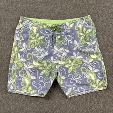 Tommy Bahama Relax Swim Trunks Shorts Mens 2XL Gray Green Floral Mesh Lined
