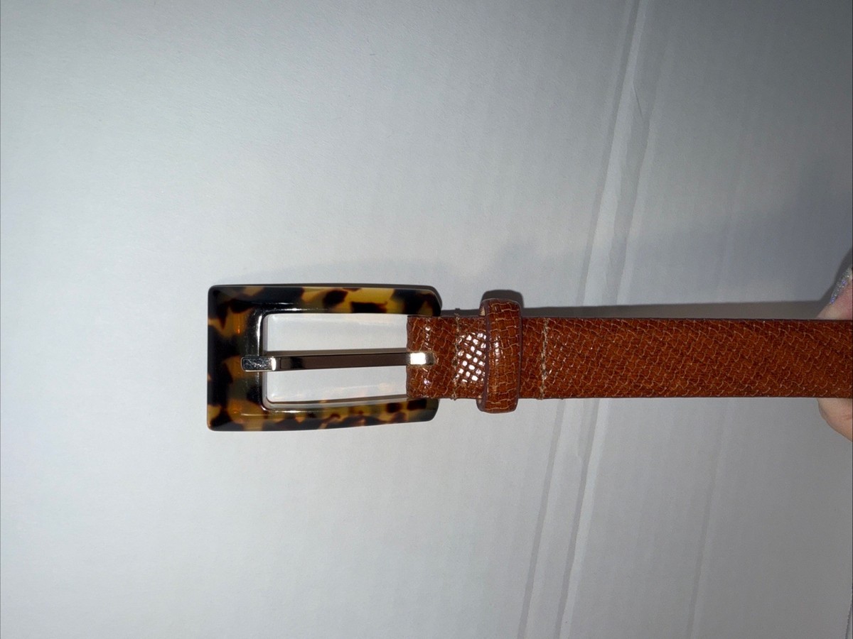 Sandy Duftler Designs 3285 Genuine Leather Belt With Faux Tortoise Buckle Size S View 2