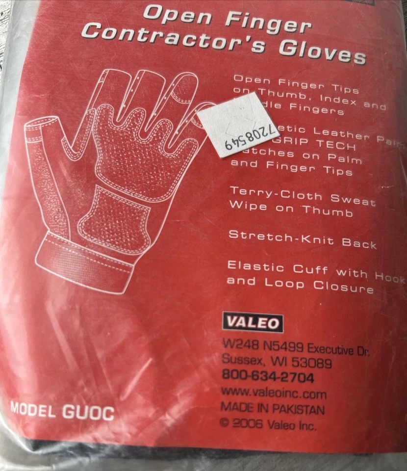 Valeo Juego de 2 Pares Guantes de Cuero Dedo Abierto para Contratista Gris/Negro Foto 3 de 4