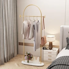 Gold Clothing Rack with Marble Base, Modern Gold Coat Racks Freestanding with...