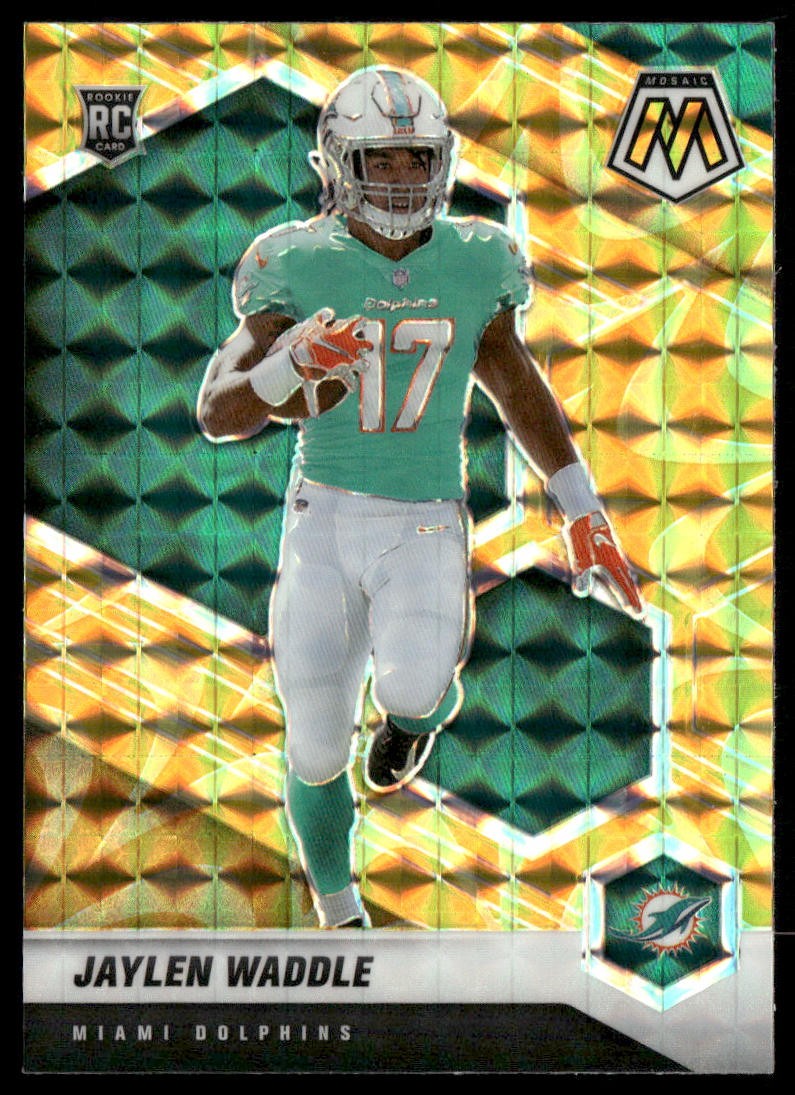 Jaylen Waddle 2021 Panini Mosaic Prizm Reactive Yellow #308 RC Miami Dolphins